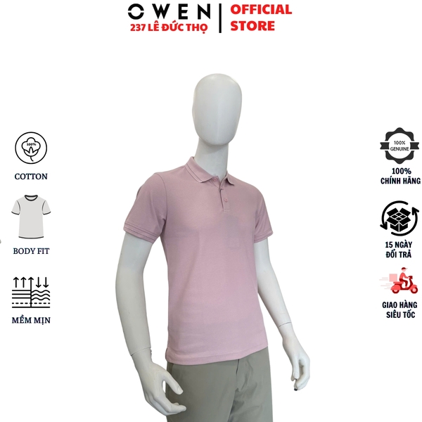 Áo Polo Nam Owen APV262008 Màu Hồng Body Fit Cotton Polyester