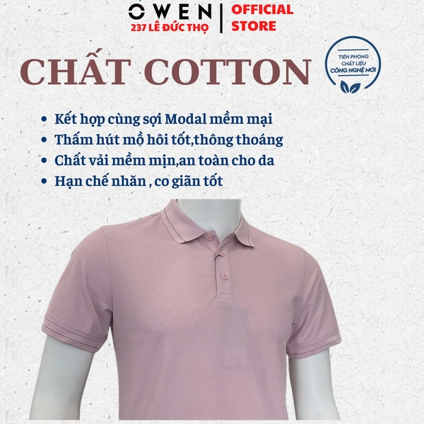Áo Polo Nam Owen APV262008 Màu Hồng Body Fit Cotton Polyester