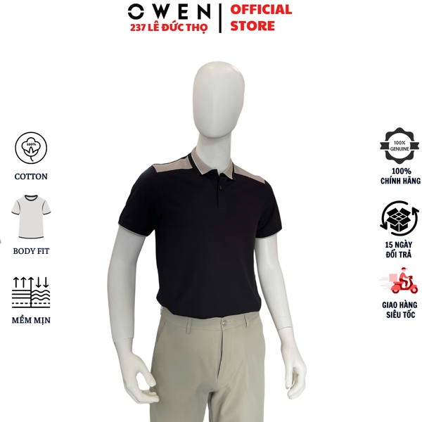 Áo Polo Nam Owen APV262030 Đen Body Fit Cotton Spandex