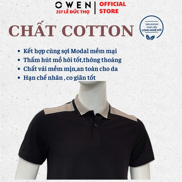 Áo Polo Nam Owen APV262030 Đen Body Fit Cotton Spandex