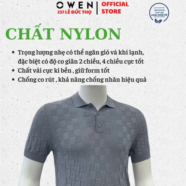 Áo Polo len ngắn tay Owen APL251308N màu xám đậm dáng suông regular fit chất liệu Rayon