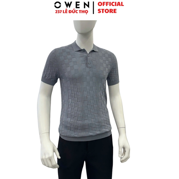 Áo Polo len ngắn tay Owen APL251308N màu xám đậm dáng suông regular fit chất liệu Rayon