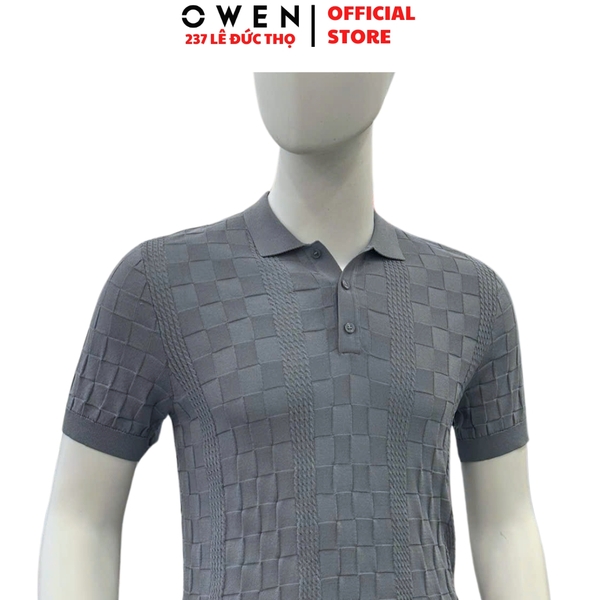 Áo Polo len ngắn tay Owen APL251308N màu xám đậm dáng suông regular fit chất liệu Rayon