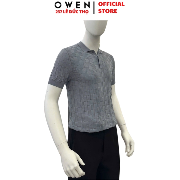 Áo Polo len ngắn tay Owen APL251308N màu xám đậm dáng suông regular fit chất liệu Rayon