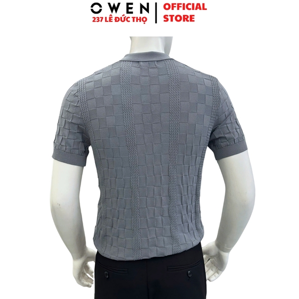 Áo Polo len ngắn tay Owen APL251308N màu xám đậm dáng suông regular fit chất liệu Rayon