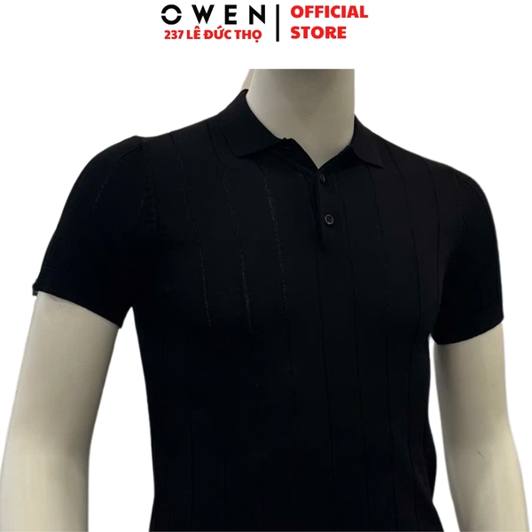 Áo Polo len ngắn tay Owen APL251309N màu đen dáng suông regular fit chất liệu Rayon