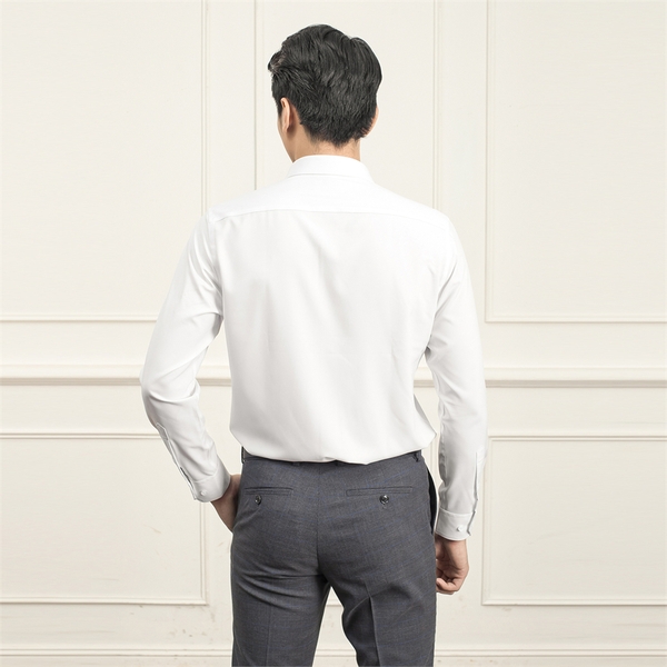 Áo Sơ Mi Trắng Dài Tay Nam Aristino ALS0090S1 (ALS5010Z - ALSR19) Màu Trắng Trơn Chất Vải Micro Polyester Dáng Regular Fit Tà Lượn Có Túi Ngực