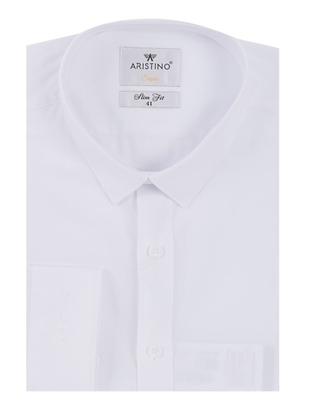 Áo Sơ Mi Nam Tay Dài Aristino ALSR08 (ALS30707) Màu Trắng Dáng Slim Fit Không Túi Vải Sợi Tre