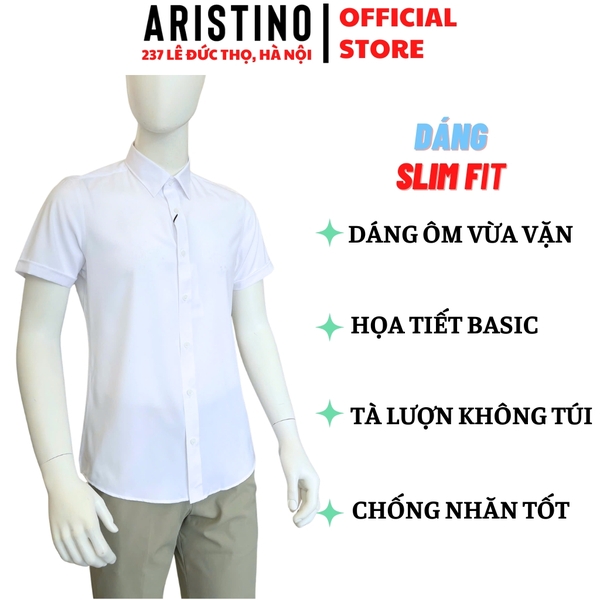 Áo sơ mi trắng ngắn tay Aristino ASSR03F