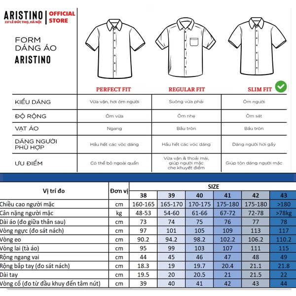 Áo sơ mi trắng ngắn tay Aristino ASSR03F