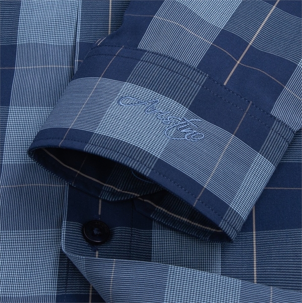 Áo Sơ Mi Nam Dài Tay Aristino ALS12902 màu xanh tím than kẻ vàng