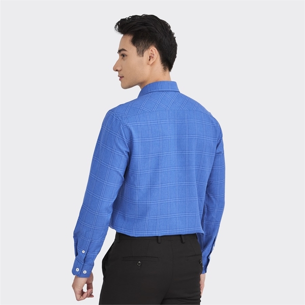 Áo Sơ Mi Nam Dài Tay Aristino ALS08402 Màu xanh kẻ caro