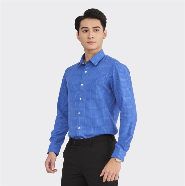 Áo Sơ Mi Nam Dài Tay Aristino ALS08402 Màu xanh kẻ caro