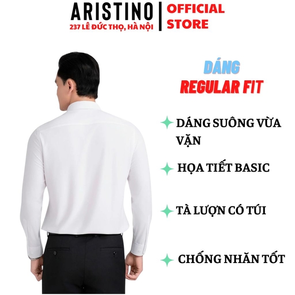 Áo Sơ Mi Trắng Nam Aristino Business 1LSR23S Regular Fit Không Túi