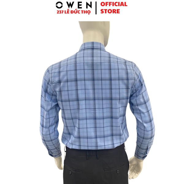 Áo Sơ Mi Nam Tay Dài Owen AR260653DT Xanh Regular Fit Có Túi chất liệu Bamboo polyester