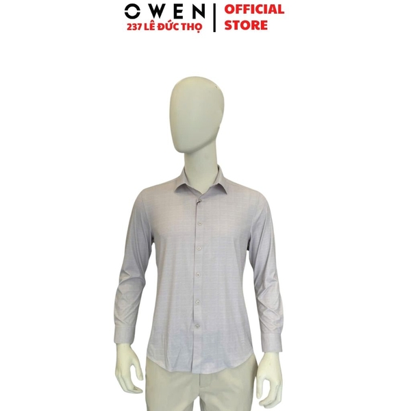 Áo Sơ Mi Nam Tay Dài Owen AS260699D Xám Nhạt Slim Fit Không Túi  chất liệu nylon spandex