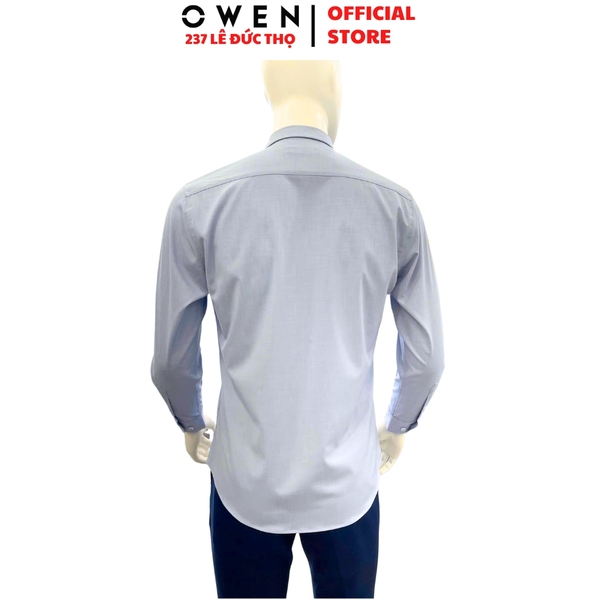 Áo sơ mi nam tay dài Owen AR240595DT màu xám nhạt dáng suông regular fit tà lượn có túi chất liệu modal spandex