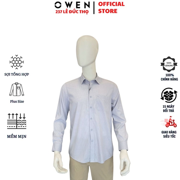 Áo Sơ Mi Nam Tay Dài Owen AF260644DT Xám Plus Size Bamboo