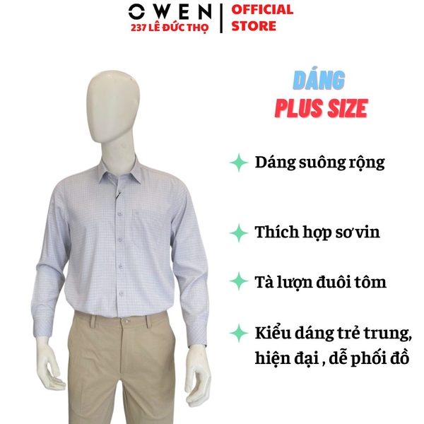 Áo Sơ Mi Nam Tay Dài Owen AF260644DT Xám Plus Size Bamboo
