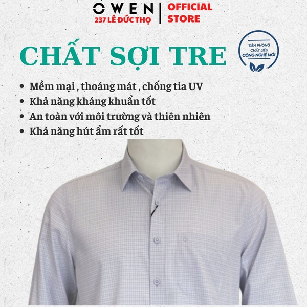 Áo Sơ Mi Nam Tay Dài Owen AF260644DT Xám Plus Size Bamboo
