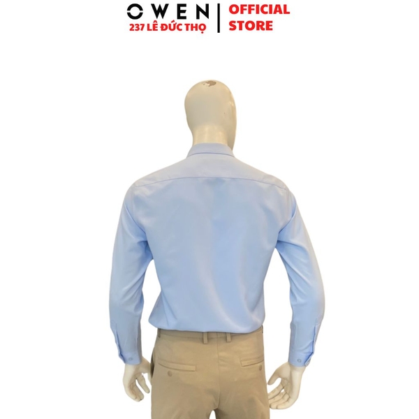 Áo Sơ Mi Nam Tay Dài Owen AR260695DT Xanh Regular Fit Có Túi chất liệu nano