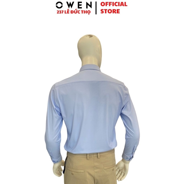 Áo Sơ Mi Nam Tay Dài Owen AR260701DT Xanh Regular Fit Có Túi chất liệu nylon spandex