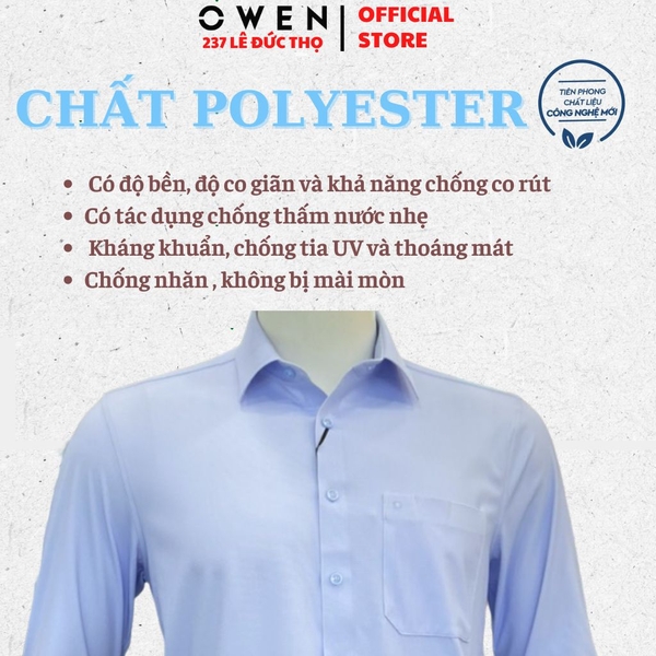 Áo Sơ Mi Nam Tay Dài Owen AR260701DT Xanh Regular Fit Có Túi chất liệu nylon spandex