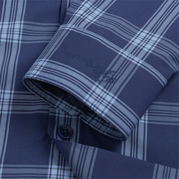 Áo Sơ Mi Nam Dài Tay Aristino ALS12402 màu xanh tím than kẻ