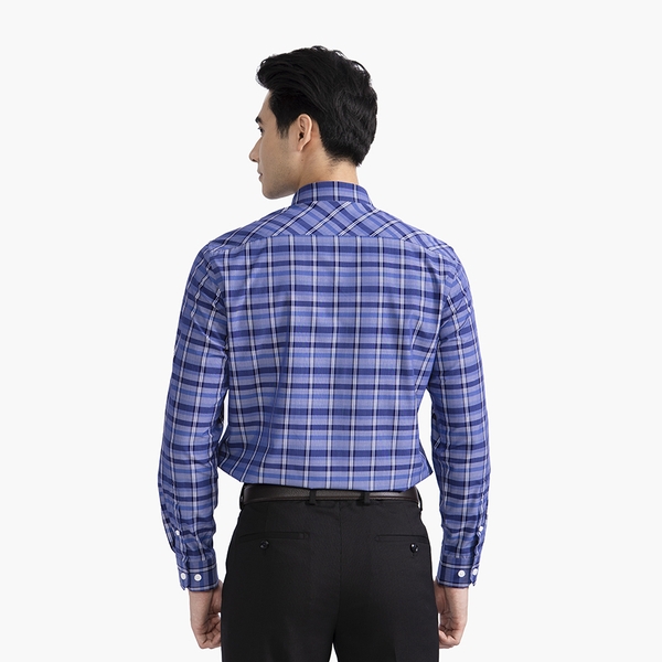 Áo Sơ Mi Nam Dài Tay Aristino ALS40902 Dáng Regular Fit Suông Vừa Màu Xanh Kẻ Dệt Vải Sợi Sồi
