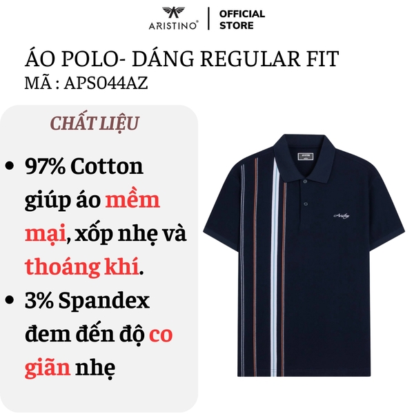 Áo Thun Polo Nam Cổ Bẻ Aristino APS044AZ Màu Xanh tím than 25 kẻ Jacquard