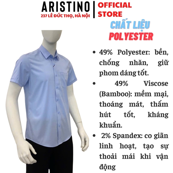 Áo Sơ Mi Nam Ngắn Tay Aristino ASS037AS2 màu xanh Jacquard