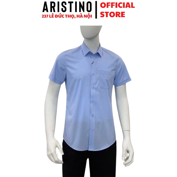 Áo Sơ Mi Nam Ngắn Tay Aristino ASS037AS2 màu xanh Jacquard