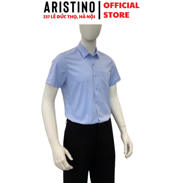 Áo Sơ Mi Nam Ngắn Tay Aristino ASS037AS2 màu xanh Jacquard