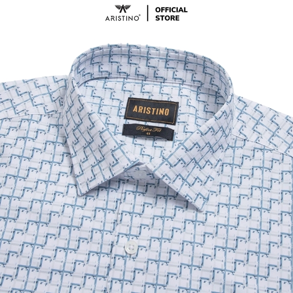 Áo Sơ Mi Nam Ngắn Tay Aristino ASS044AS2 màu trắng in