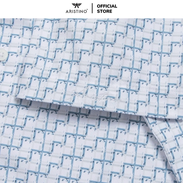 Áo Sơ Mi Nam Ngắn Tay Aristino ASS044AS2 màu trắng in