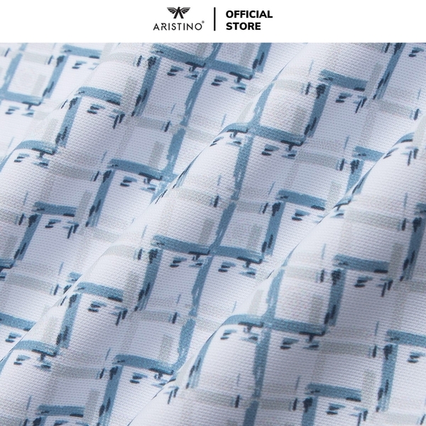 Áo Sơ Mi Nam Ngắn Tay Aristino ASS044AS2 màu trắng in