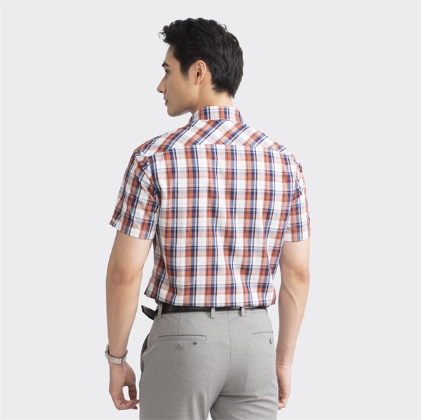 Áo Sơ Mi Nam Ngắn Tay Aristino ASS219S2 màu trắng kẻ cam