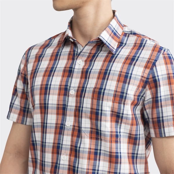 Áo Sơ Mi Nam Ngắn Tay Aristino ASS219S2 màu trắng kẻ cam