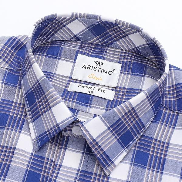 Áo Sơ Mi Nam Ngắn Tay Aristino ASS346S2 màu trắng kẻ xanh