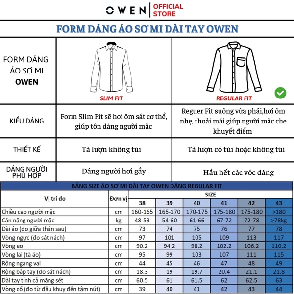 Áo sơ mi nam tay dài Owen AF255088DT màu xám họa tiết chấm bi dáng suông Plus size tà lượn có túi chất liệu bamboo spandex