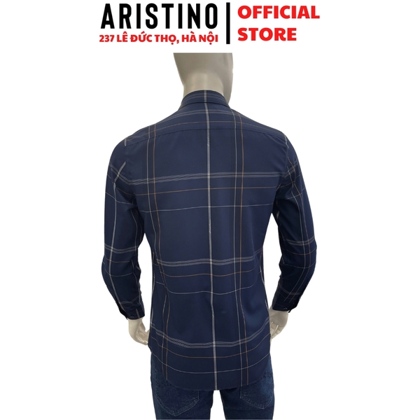 Áo Sơ Mi Nam Dài Tay Aristino ALS1030S1 màu xanh tím than dệt jacquard