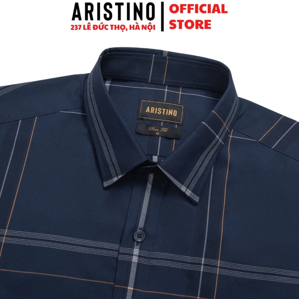 Áo Sơ Mi Nam Dài Tay Aristino ALS1030S1 màu xanh tím than dệt jacquard