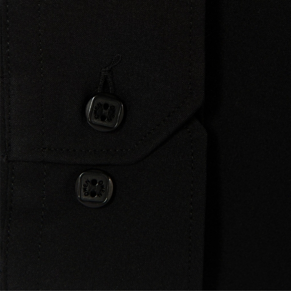 Áo Sơ Mi Nam Tay Dài Owen AR220220DT (AR230338DT) màu đen trơn dáng regular fit tà lượn có túi vải Nano