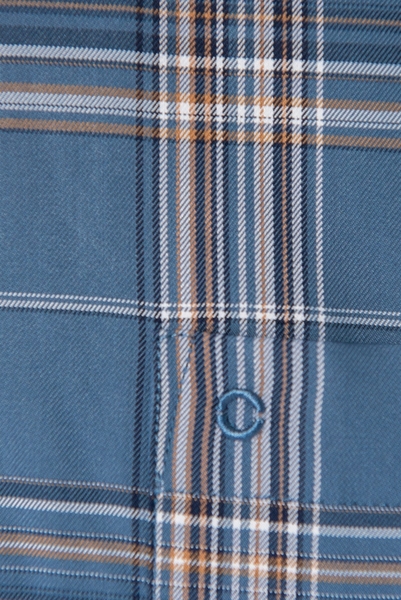 Áo Sơ Mi Nam Tay Dài Owen AR220934DT màu kẻ caro lớn xanh navy nâu dáng regular fit tà lượn có túi vải café