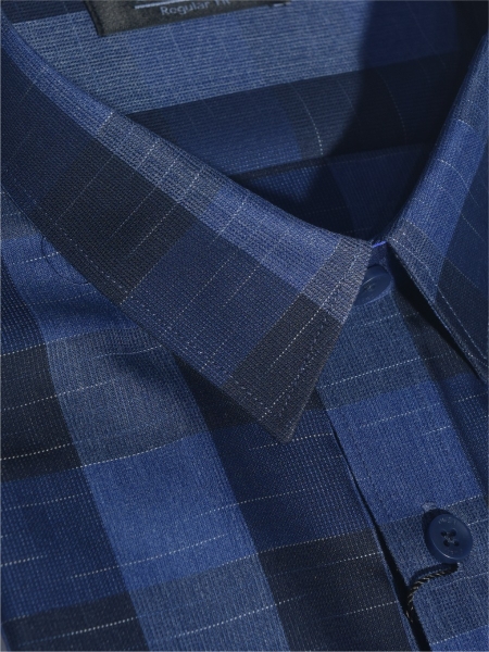 Áo Sơ Mi Nam Tay Dài Owen AR23391D Màu Xanh Navy Đậm Kẻ Caro To Dáng Regular Fit Có Túi Chất Liệu Sợi Bạch Đàn