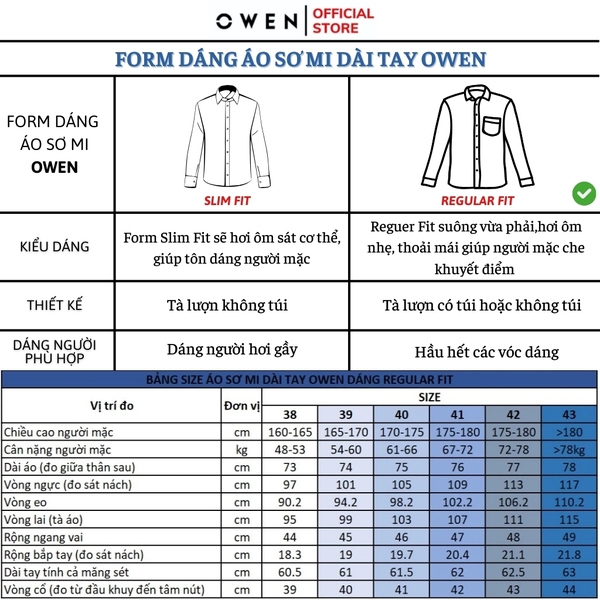 Áo Sơ Mi Nam Tay Dài Owen AR250103DT màu xám đậm kẻ caro dáng suông regular fit tà lượn có túi chất liệu bamboo poly