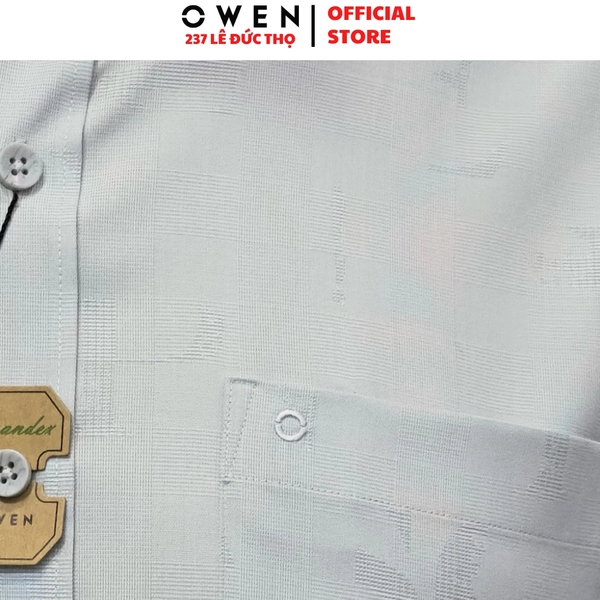 Áo Sơ mi nam tay dài Owen AR255089DT màu xám dáng suông regular fit tà lượn có túi chất liệu bamboo poly