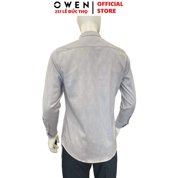 Áo sơ mi nam tay dài Owen AR260013DT màu xám dáng suông regular fit tà lượn có túi chất liệu modal polyester spandex