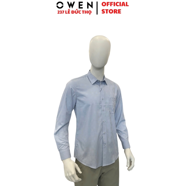 Áo Sơ Mi Nam Tay Dài Owen AR260018DT Xanh Nhạt Regular Fit Có Túi