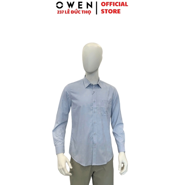 Áo Sơ Mi Nam Tay Dài Owen AR260018DT Xanh Nhạt Regular Fit Có Túi